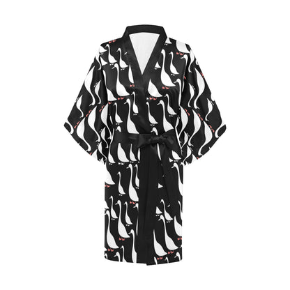 Goose Pattern Print Design 01 Women's Short Kimono