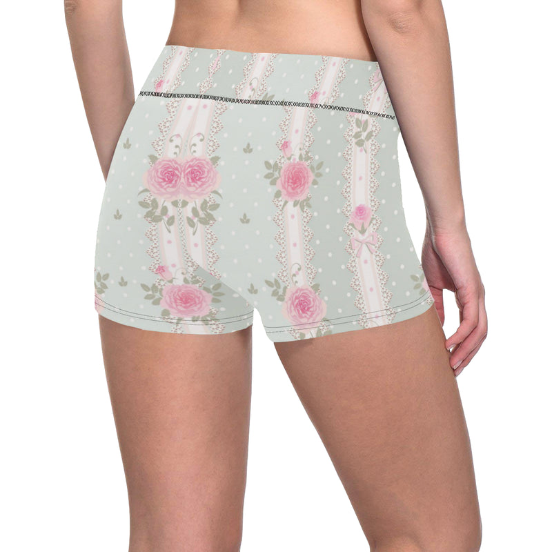 Rose Pattern Print Design RO016 Yoga Shorts