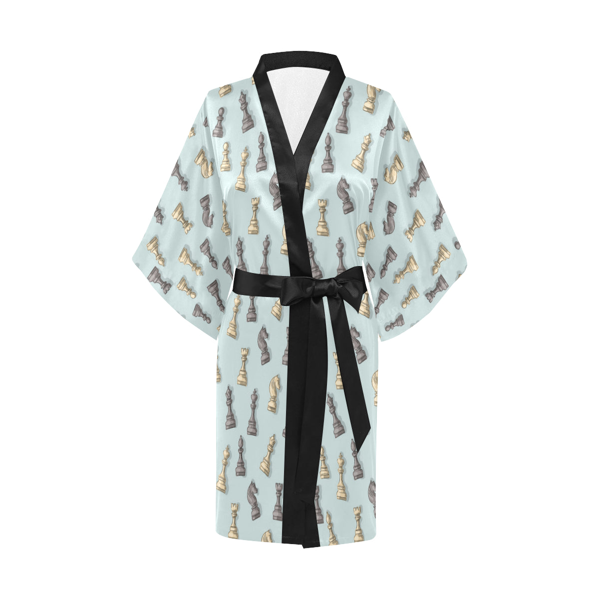 Chess Pattern Print Design 02 Women's Short Kimono