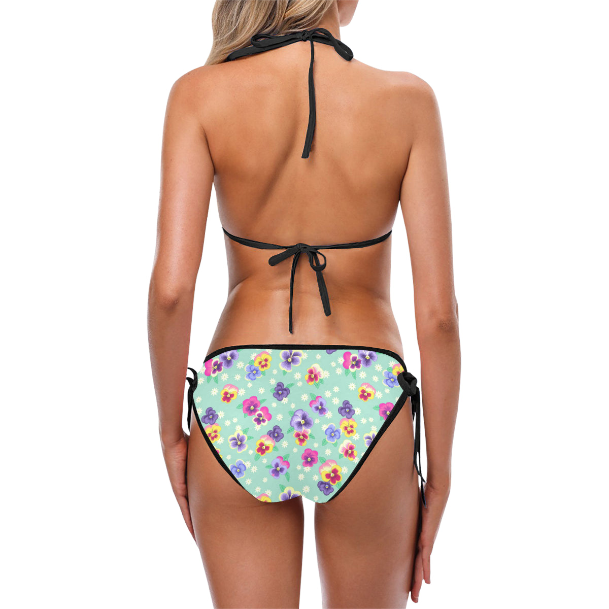 Pansy Pattern Print Design PS08 Bikini