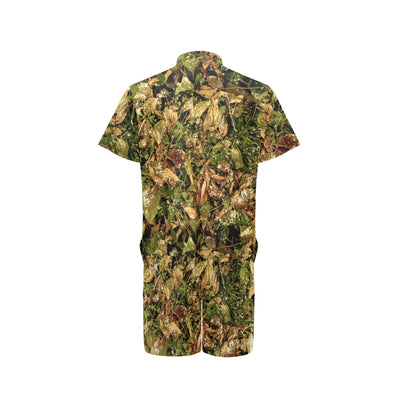 Camo Realistic Tree Forest Texture Print Men's Romper