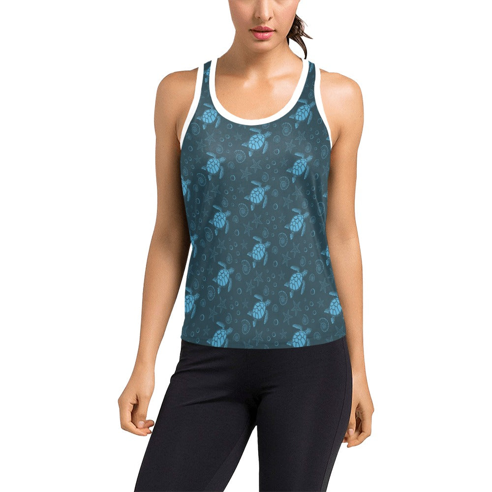 Sea Turtle Print Design LKS308 Women's Racerback Tank Top