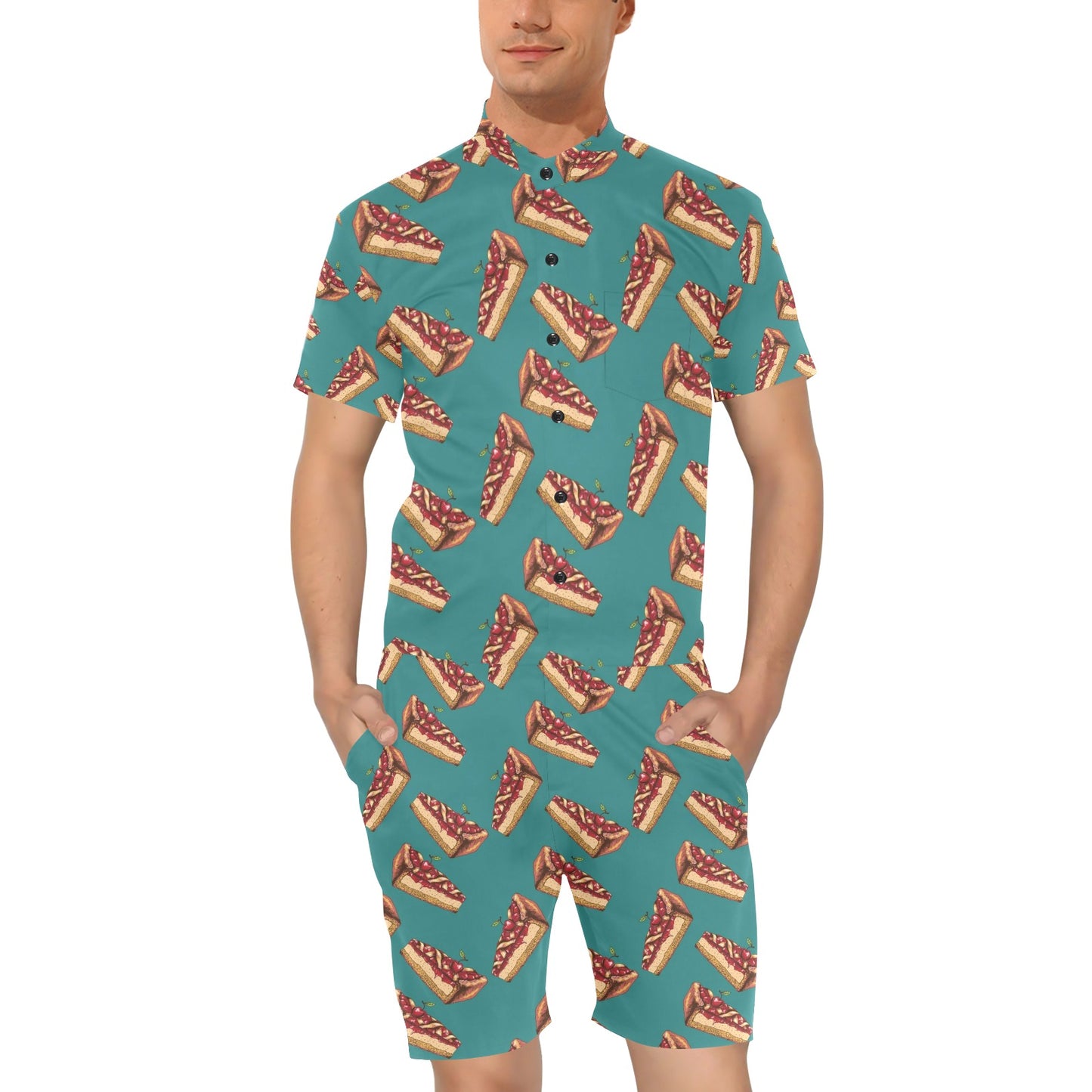 Cheesecake Cherry Pattern Print Design CK03 Men's Romper