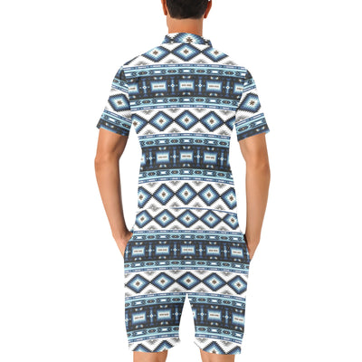 Navajo Dark Blue Print Pattern Men's Romper