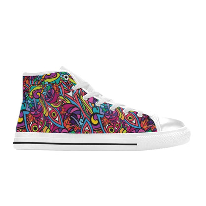 Trippy Print Design LKS302 High Top Women's White Shoes