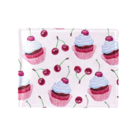 Cherry Cupcake Pink Pattern Men's ID Card Wallet