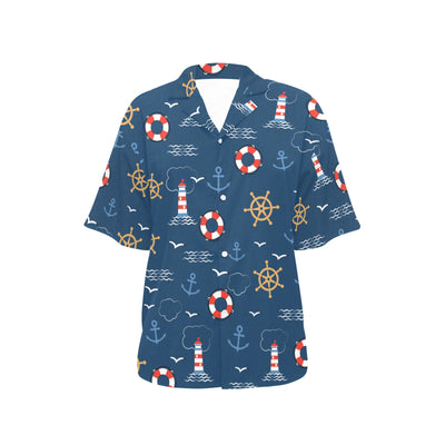 Nautical Pattern Print Design A06 Women's Hawaiian Shirt