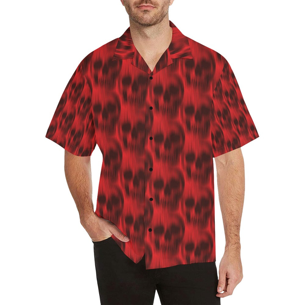 Skull Red Print Design LKS306 Men's Hawaiian Shirt