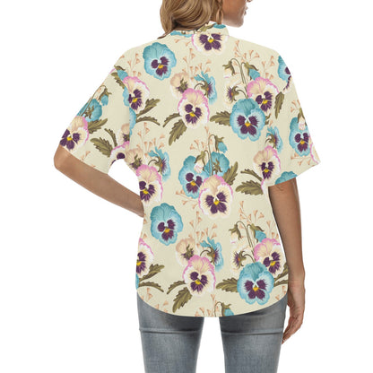 Pansy Pattern Print Design A02 Women's Hawaiian Shirt