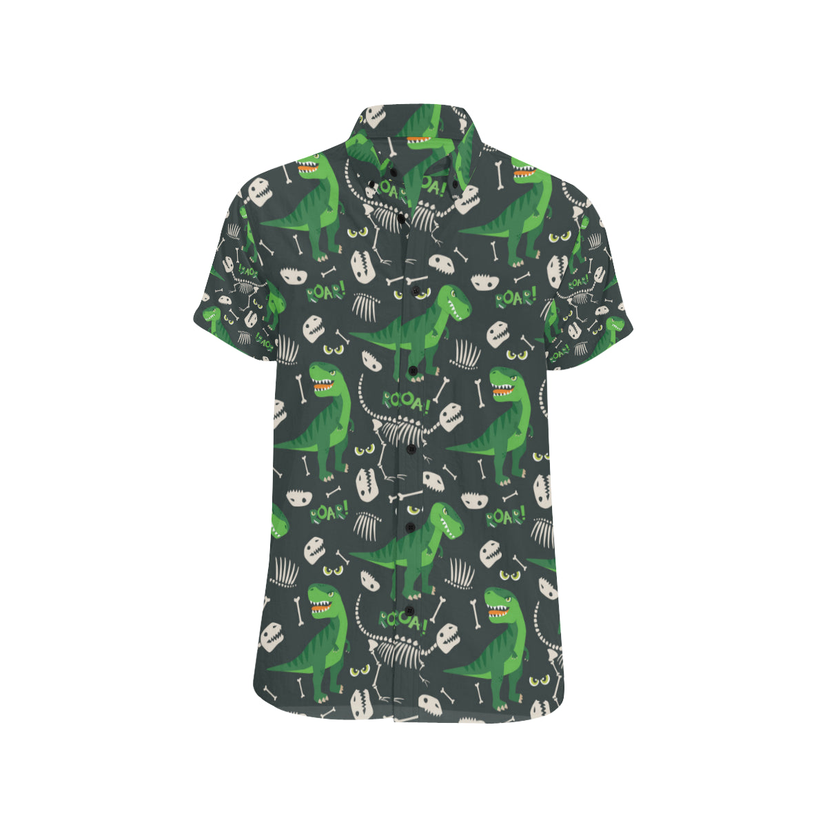 T Rex Pattern Print Design A05 Men's Short Sleeve Button Up Shirt