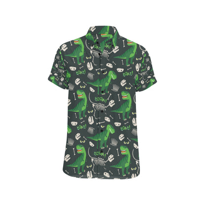 T Rex Pattern Print Design A05 Men's Short Sleeve Button Up Shirt