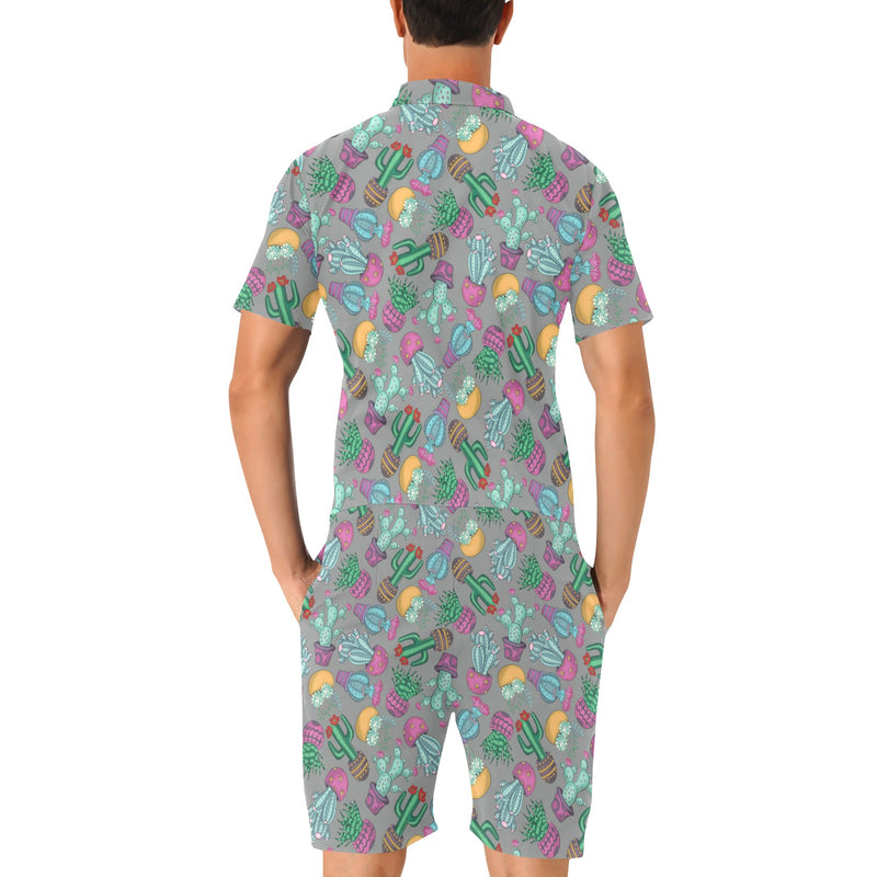 Cactus Colorful Print Pattern Men's Romper