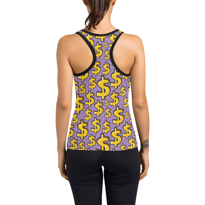 Dollar Pattern Print Design DO01 Women's Racerback Tank Top