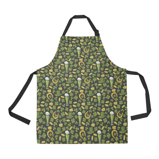 Clover St Patricks Pattern Print Design 03 Apron with Pocket