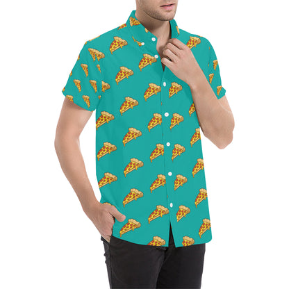 Pizza Pattern Print Design A03 Men's Short Sleeve Button Up Shirt
