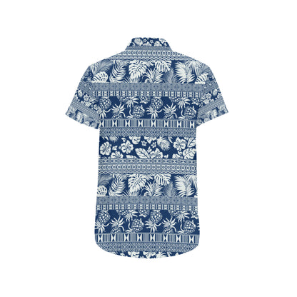 Hawaiian Themed Pattern Print Design H020 Men's Short Sleeve Button Up Shirt