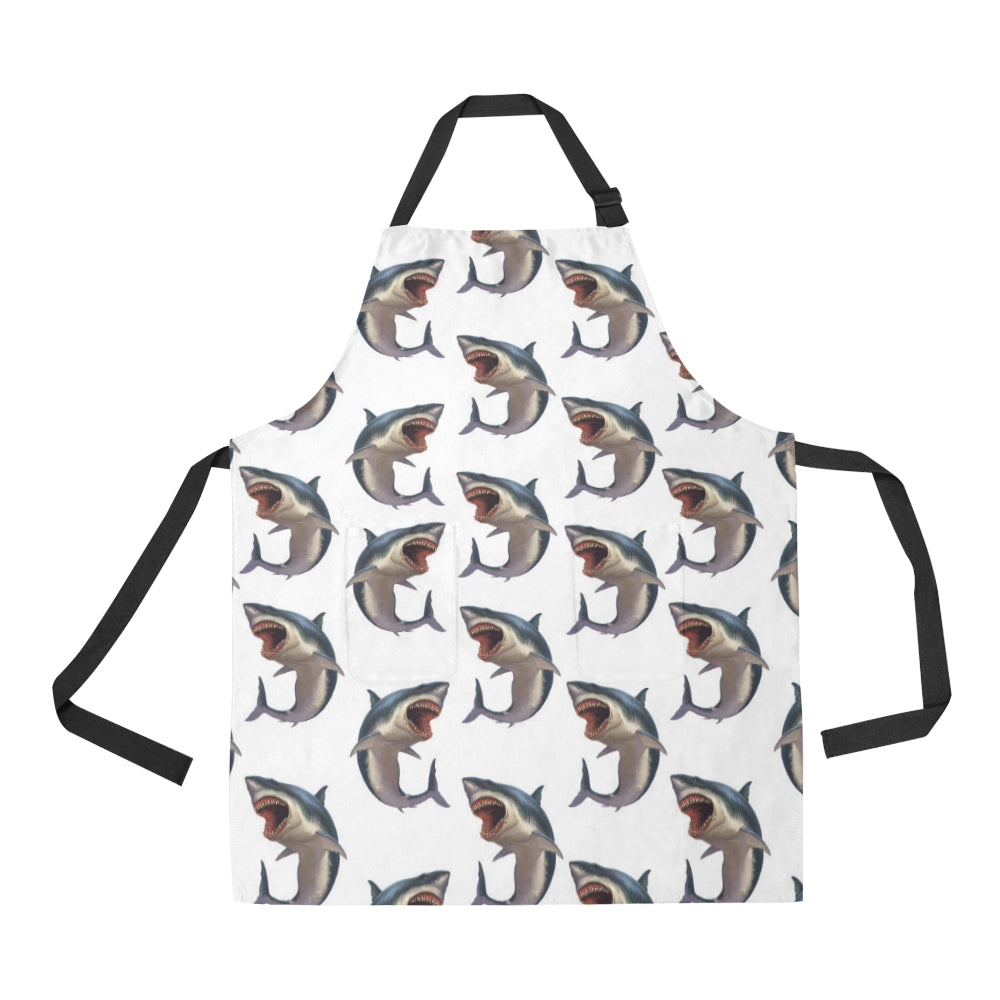 Great White Shark Pattern Print Design 03 Apron with Pocket