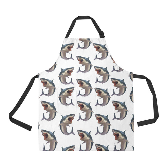 Great White Shark Pattern Print Design 03 Apron with Pocket
