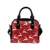 Reindeer Red Pattern Print Design 01 Shoulder Handbag