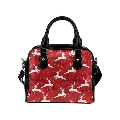 Reindeer Red Pattern Print Design 01 Shoulder Handbag