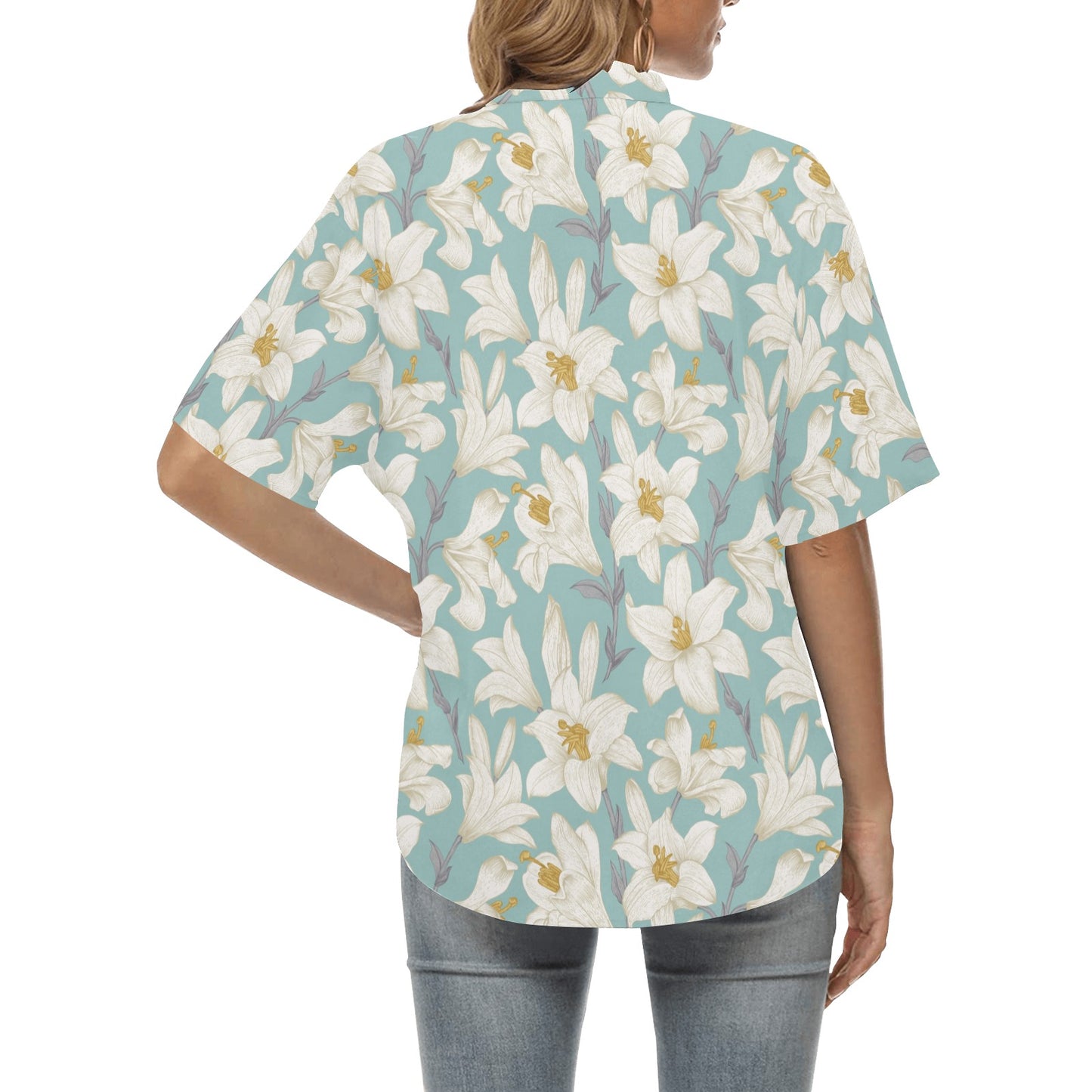Lily Pattern Print Design 02 Women's Hawaiian Shirt