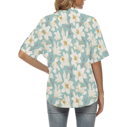 Lily Pattern Print Design 02 Women's Hawaiian Shirt