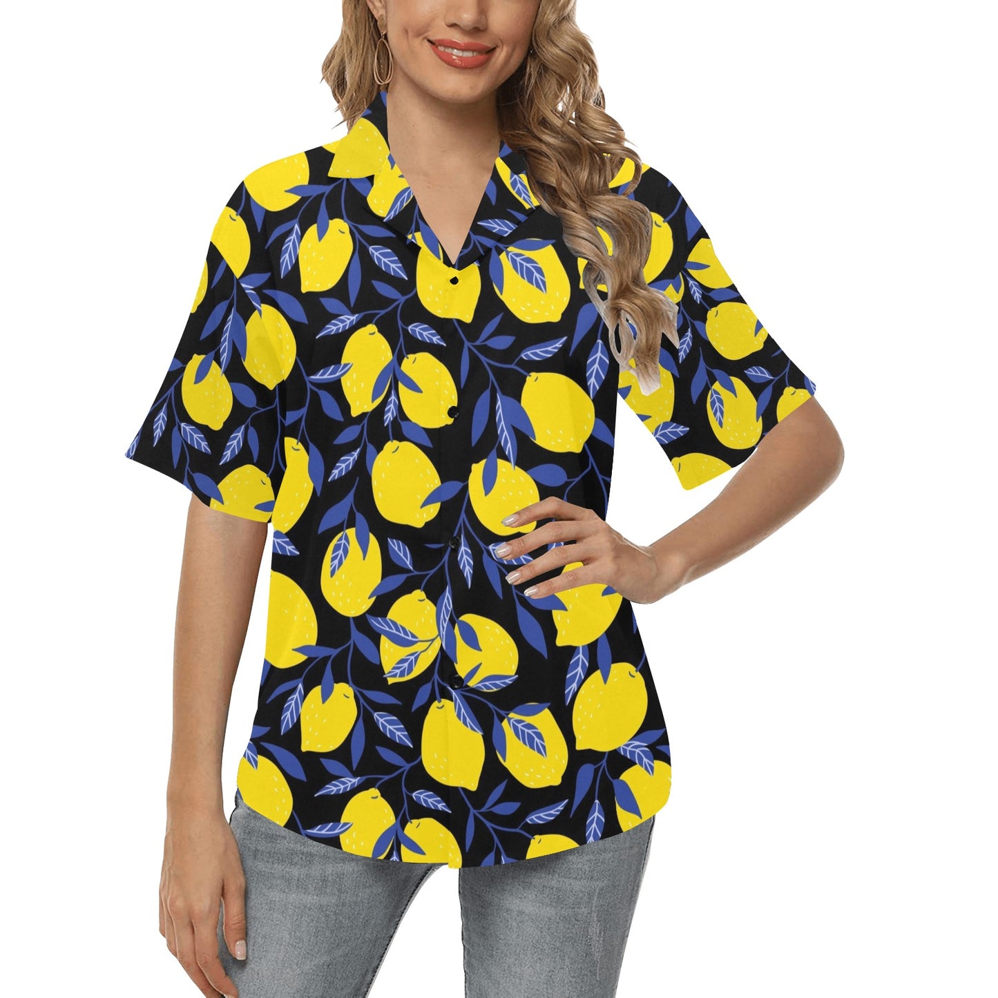 Lemon Pattern Print Design LM01 Women's Hawaiian Shirt