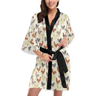 Chicken Pattern Print Design 05 Women's Short Kimono