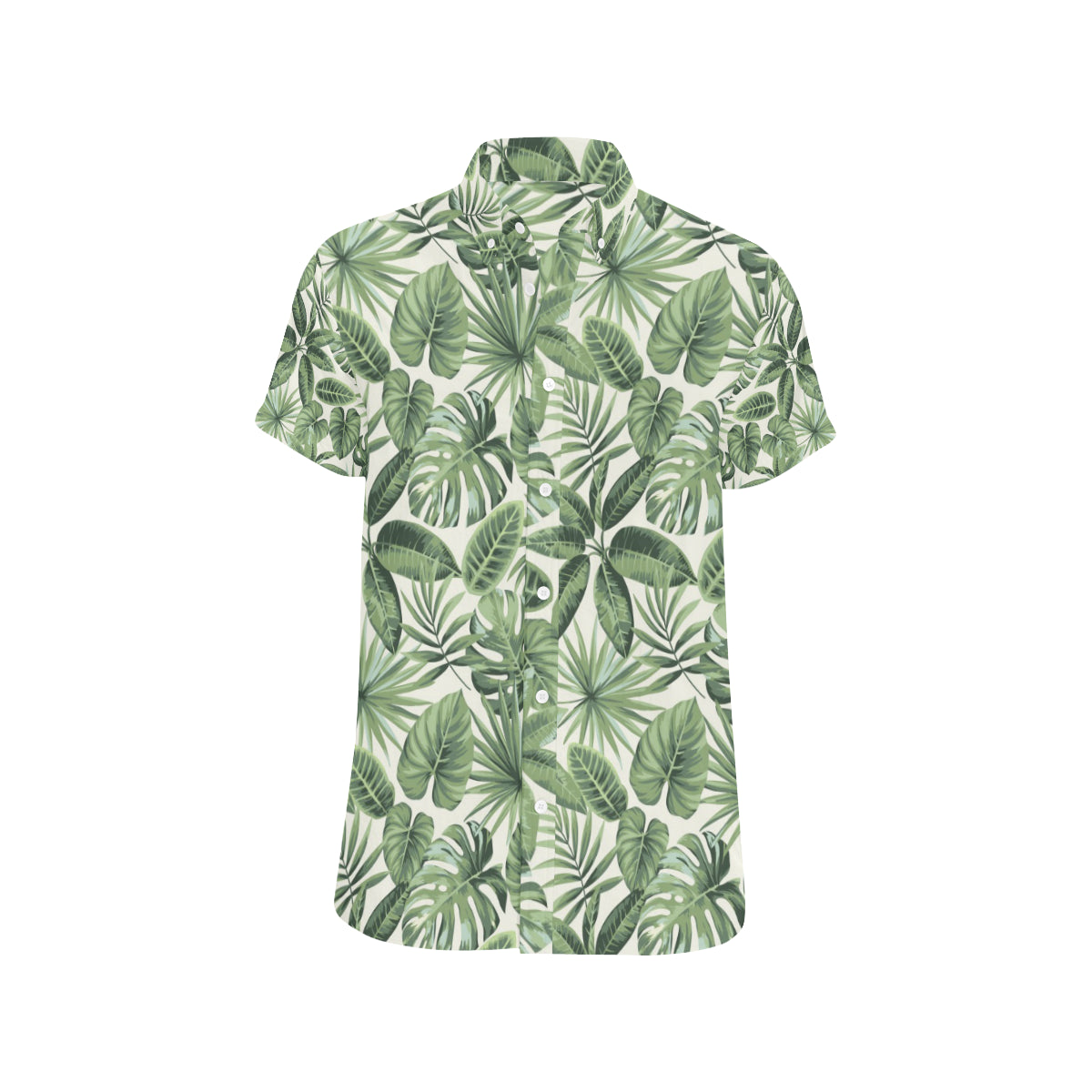 Palm Leaves Pattern Print Design PL014 Men's Short Sleeve Button Up Shirt