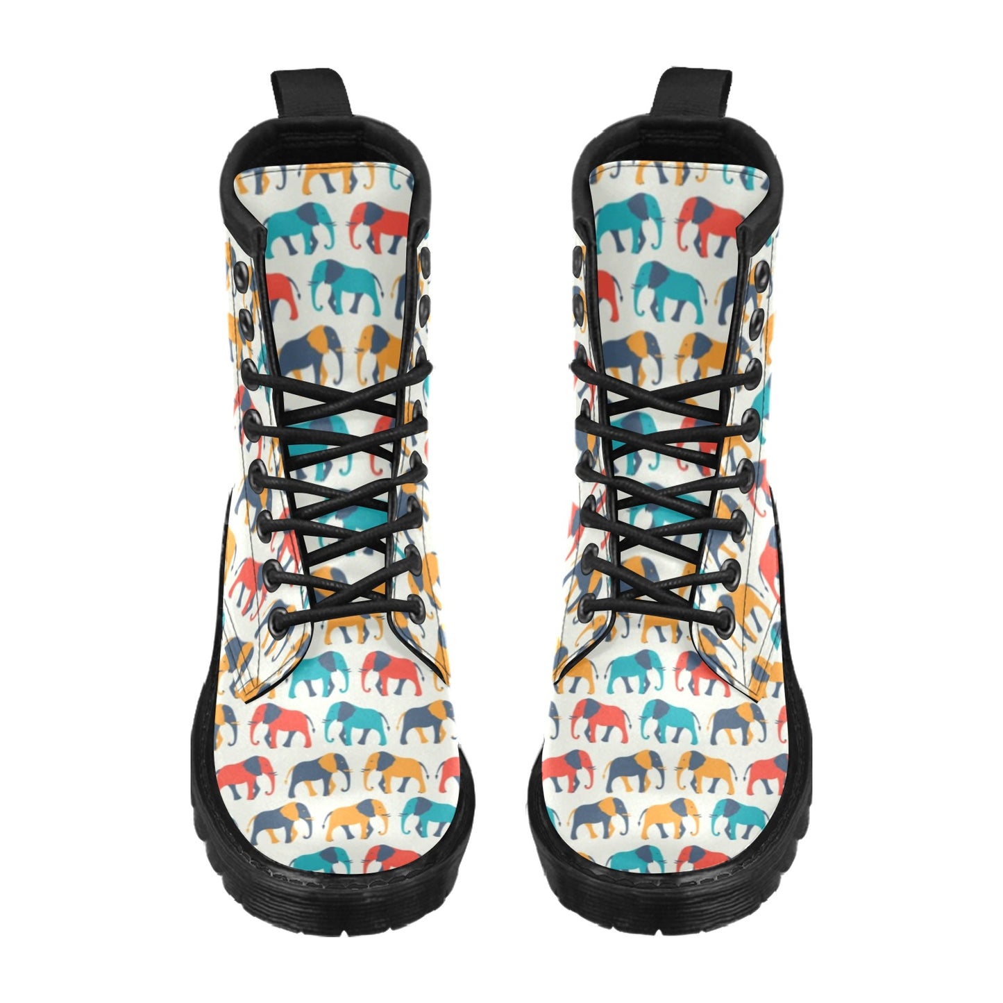Elephant Colorful Print Pattern Women's Boots