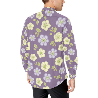 Anemone Pattern Print Design AM013 Men's Long Sleeve Shirt