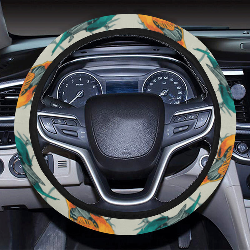 Birds Pattern Print Design 04 Steering Wheel Cover with Elastic Edge