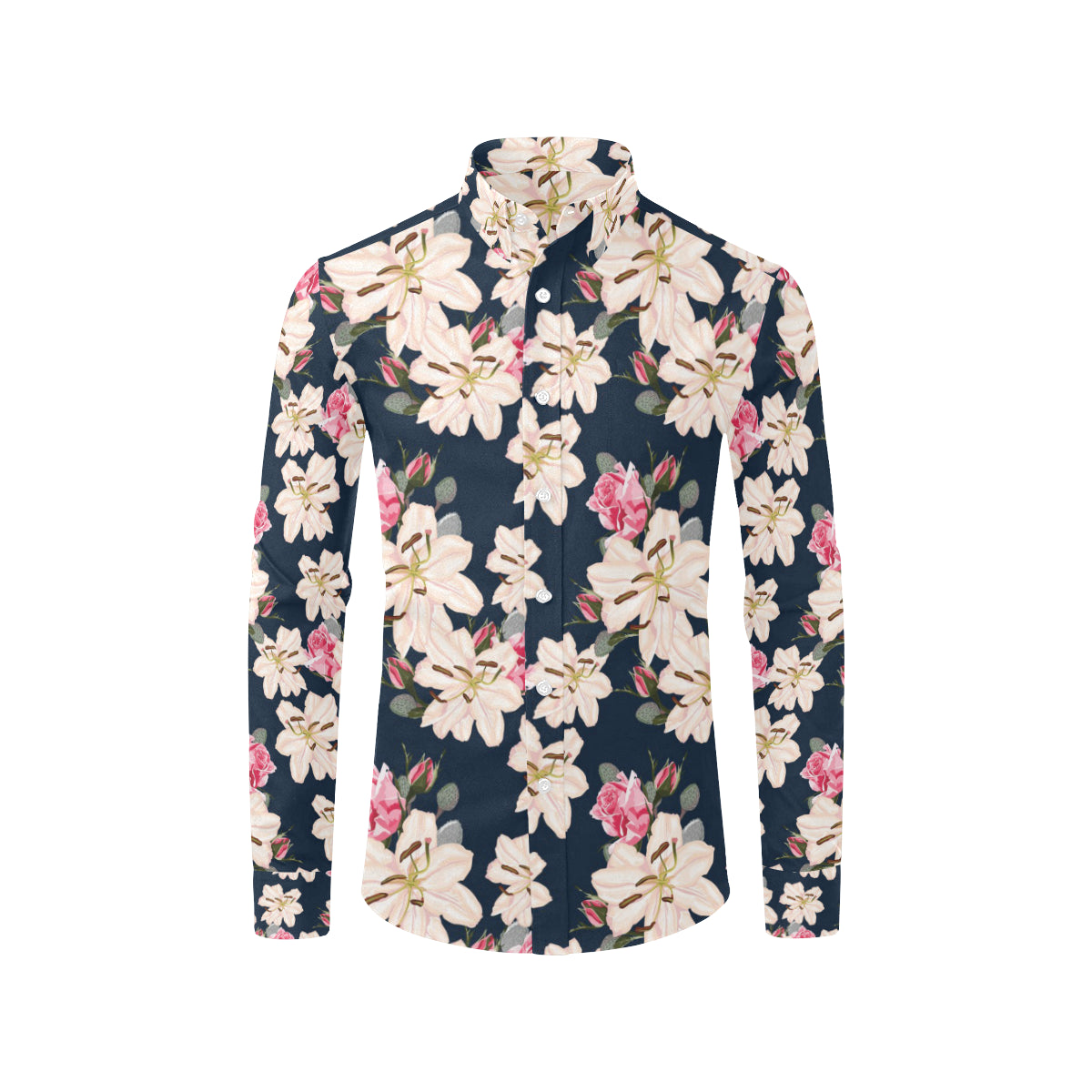 Lily Pattern Print Design LY04 Men's Long Sleeve Shirt