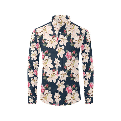 Lily Pattern Print Design LY04 Men's Long Sleeve Shirt