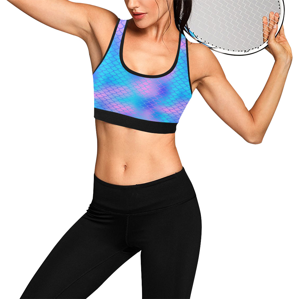 Mermaid Scales Pattern Print Design 04 Sports Bra