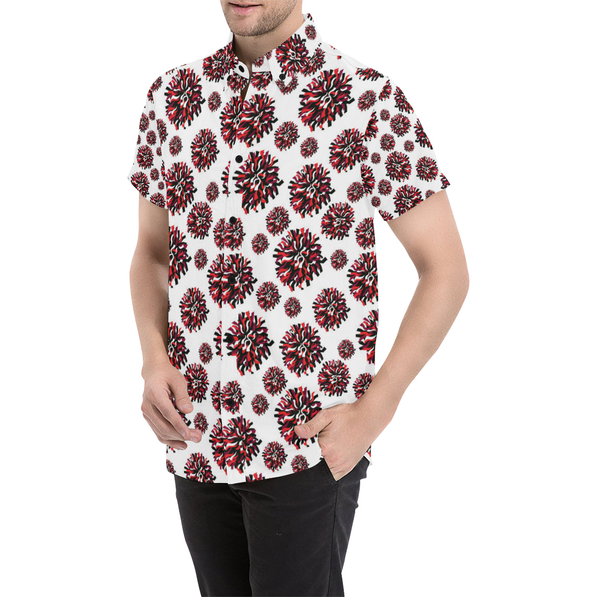 Cheerleader Pattern Print Design 01 Men's Short Sleeve Button Up Shirt