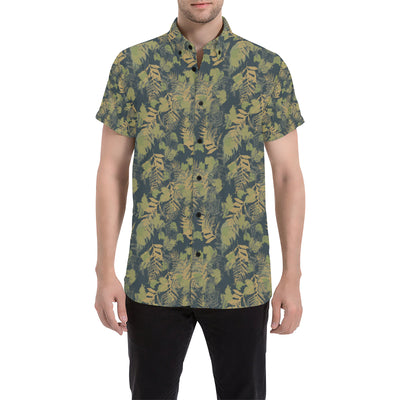 Camouflage Tropical Pattern Print Design 04 Men's Short Sleeve Button Up Shirt