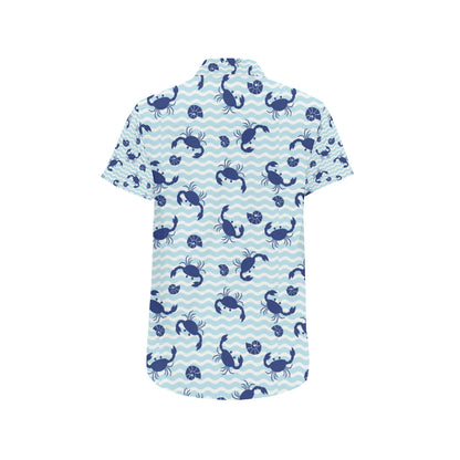 Crab Pattern Print Design 04 Men's Short Sleeve Button Up Shirt