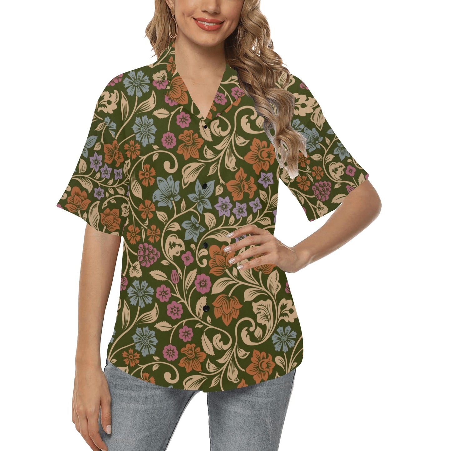 Floral Vintage Print Pattern Women's Hawaiian Shirt