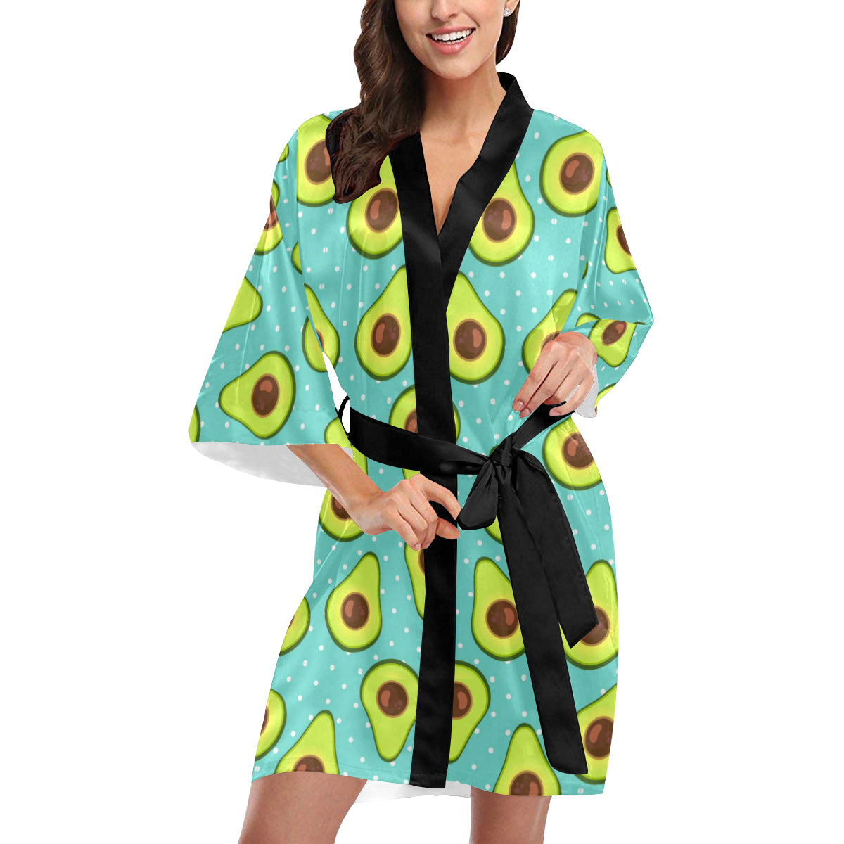 Avocado Pattern Print Design AC012 Women's Short Kimono
