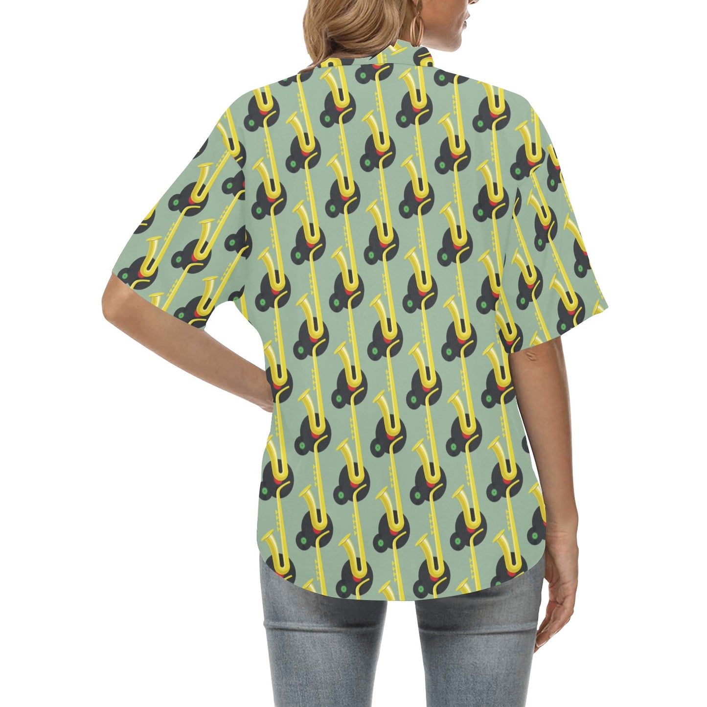 Saxophone Print Design LKS405 Women's Hawaiian Shirt
