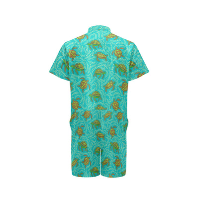 Sea Turtle Pattern Print Design T010 Men's Romper