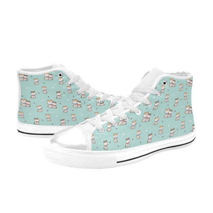 Shiba Inu Print Design LKS302 High Top Women's White Shoes