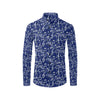 Music Note Blue Themed Print Men's Long Sleeve Shirt