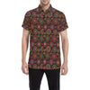 Bohemian Pattern Print Design 01 Men's Short Sleeve Button Up Shirt