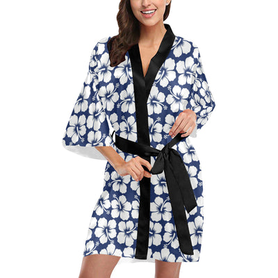 Hibiscus Pattern Print Design HB013 Women Kimono Robe