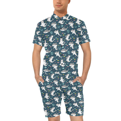 Shark Print Design LKS307 Men's Romper