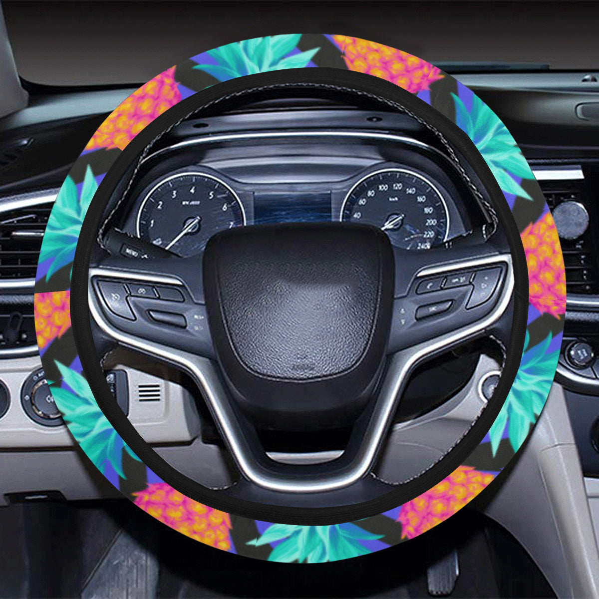 Pineapple Color Art Pattern Steering Wheel Cover with Elastic Edge