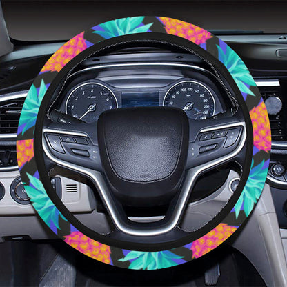Pineapple Color Art Pattern Steering Wheel Cover with Elastic Edge