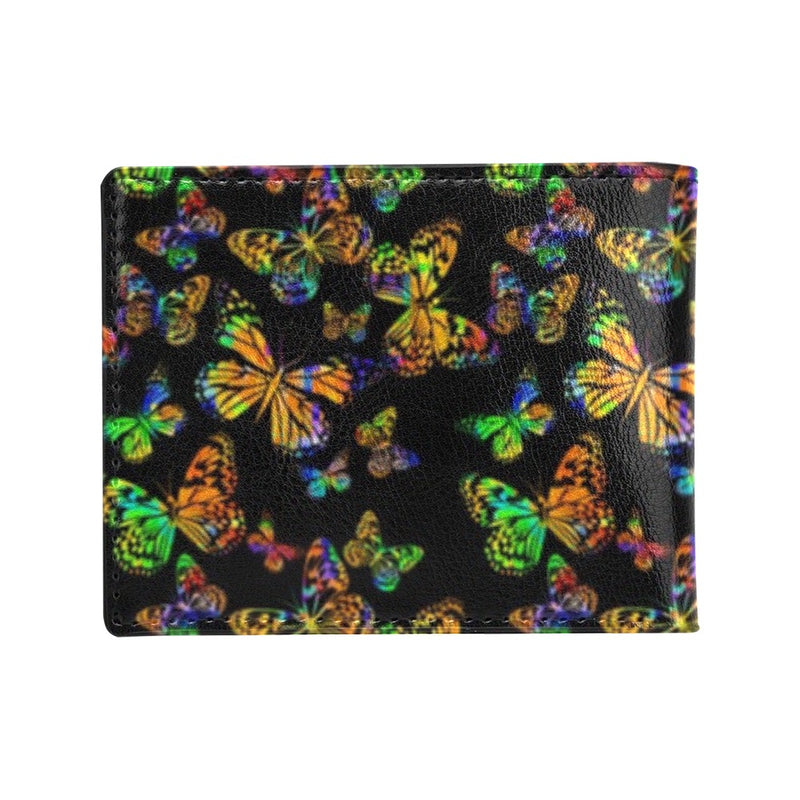 Butterfly Neon Color Print Pattern Men's ID Card Wallet